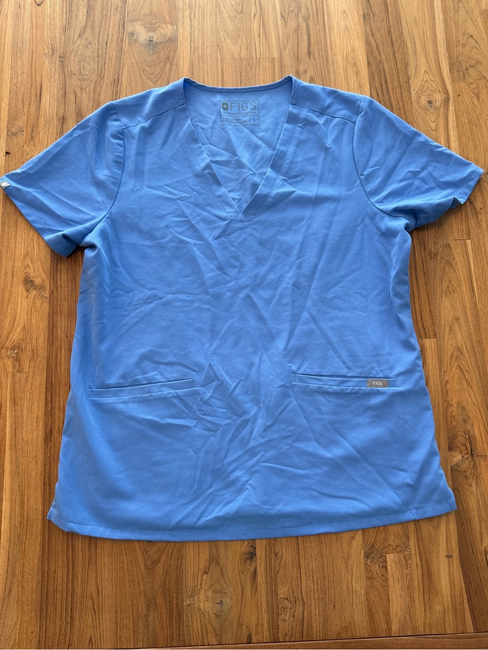 Figs Short Sleeve Top Women’s Large Blue Technical Collection